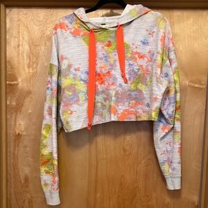 Free People Orange Cropped Graphic Hoodie